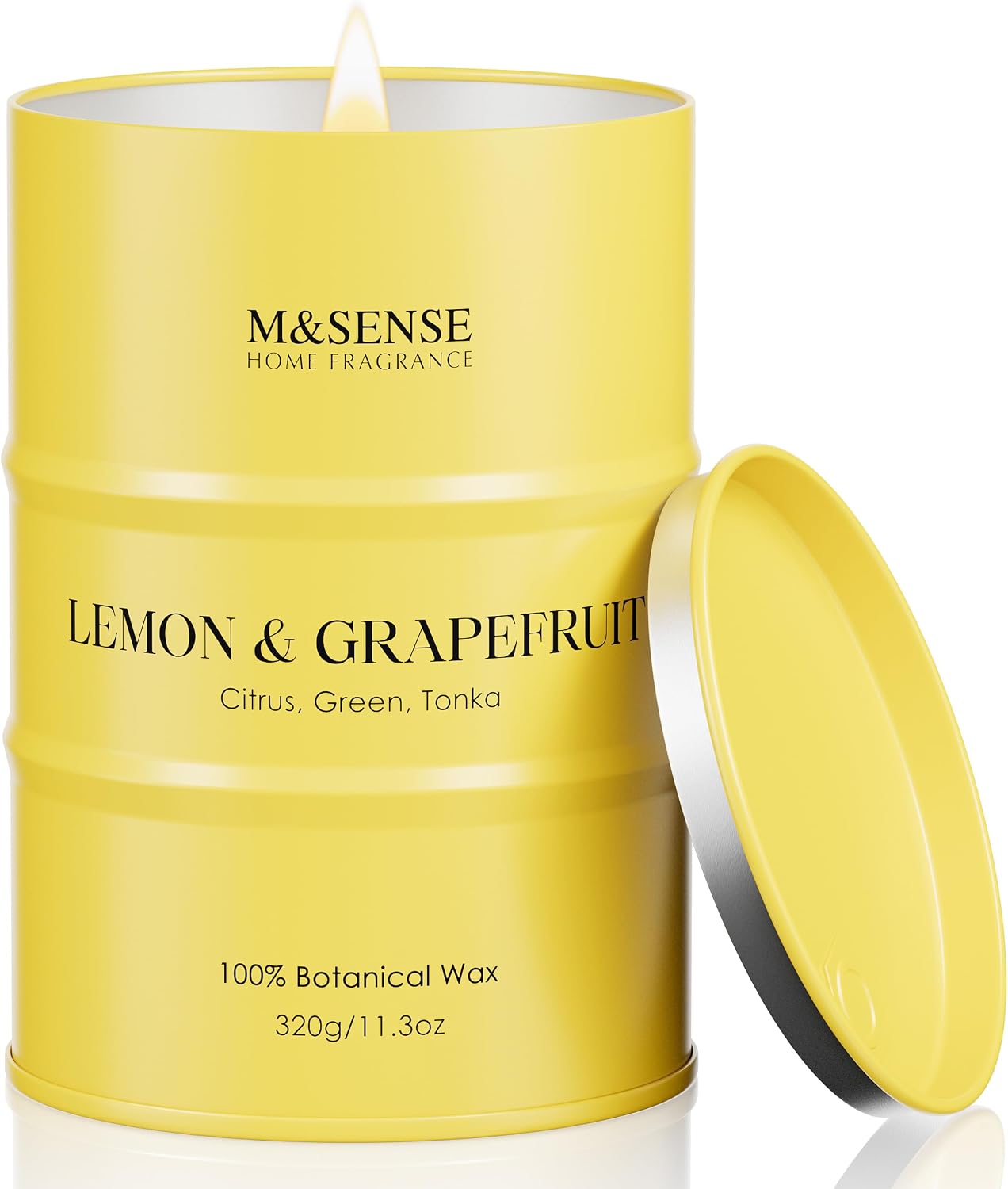 M&SENSE Lemon Candle,Summer Grapefruit Scented, Lemon Soy Candles 11.3oz 70 Hour Slow Burning, Limoncello Highly Scented Citrus Candles for Bathroom, Fresh Smelling Candle