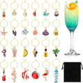 SANNIX 24pcs Wine Glass Charms - Identifier Tags for Stem Glasses - Funny Charms for Summer Christmas Wine Tasting Party Decorations