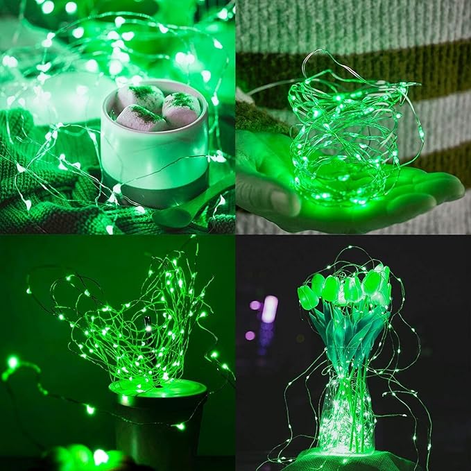 St.Patrick's Day Fairy String Lights, 8.2Ft 50 LED Fairy Lights with Timer, 8 Modes Battery Operated Fairy Lights, 4 Pack Mini Led String Lights for DIY Wedding Bedroom Mason Jar Christmas Decoration