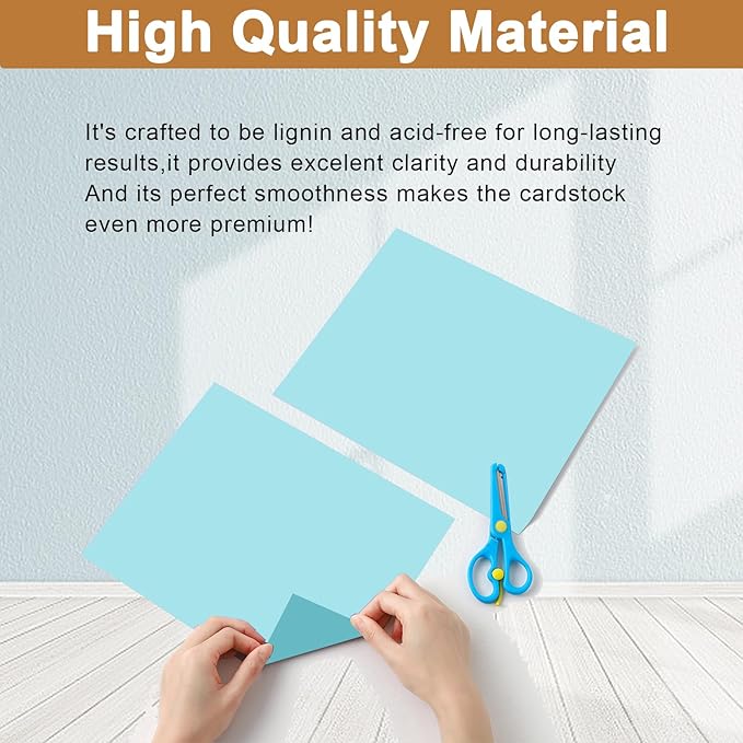 120 Sheets Light Blue Cardstock 8.5 x 11 Craft Paper, 250gsm/92lb Heavyweight Paper Card stock for DIY Cards Making, Wedding Invitations, Birthday Decorations, School Crafting