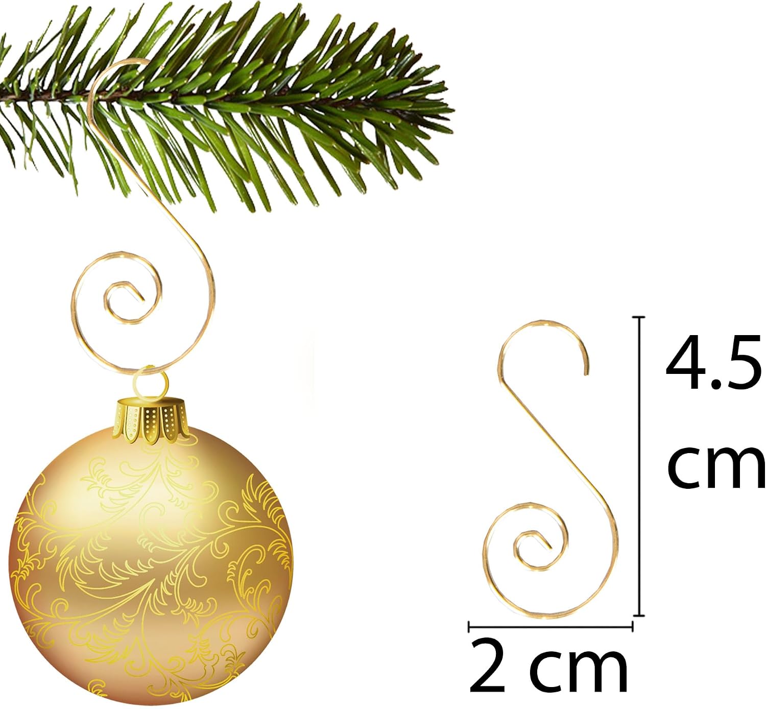 40Pcs Gold Christmas Ornaments Hangers Hooks for Christmas Tree Baubles, String Lights – Reusable Swirl S Hooks for Easy Xmas Art Craft Decorations