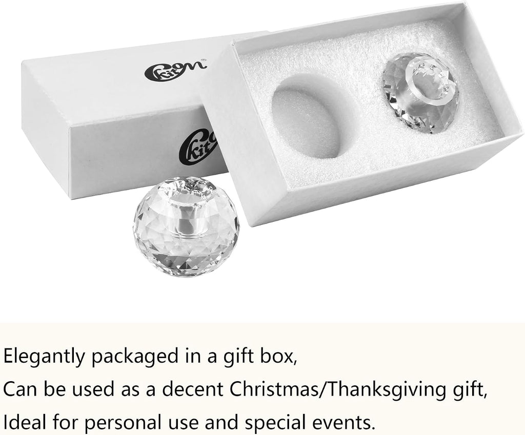 Kitcom Crystal Taper Candle Holders Multiple Faceted Designed Hand Cut Crystal Holders Wedding Banquet Decorations for Home W2.4xH1.8Inches Pack of 2, Comes with Gift Box