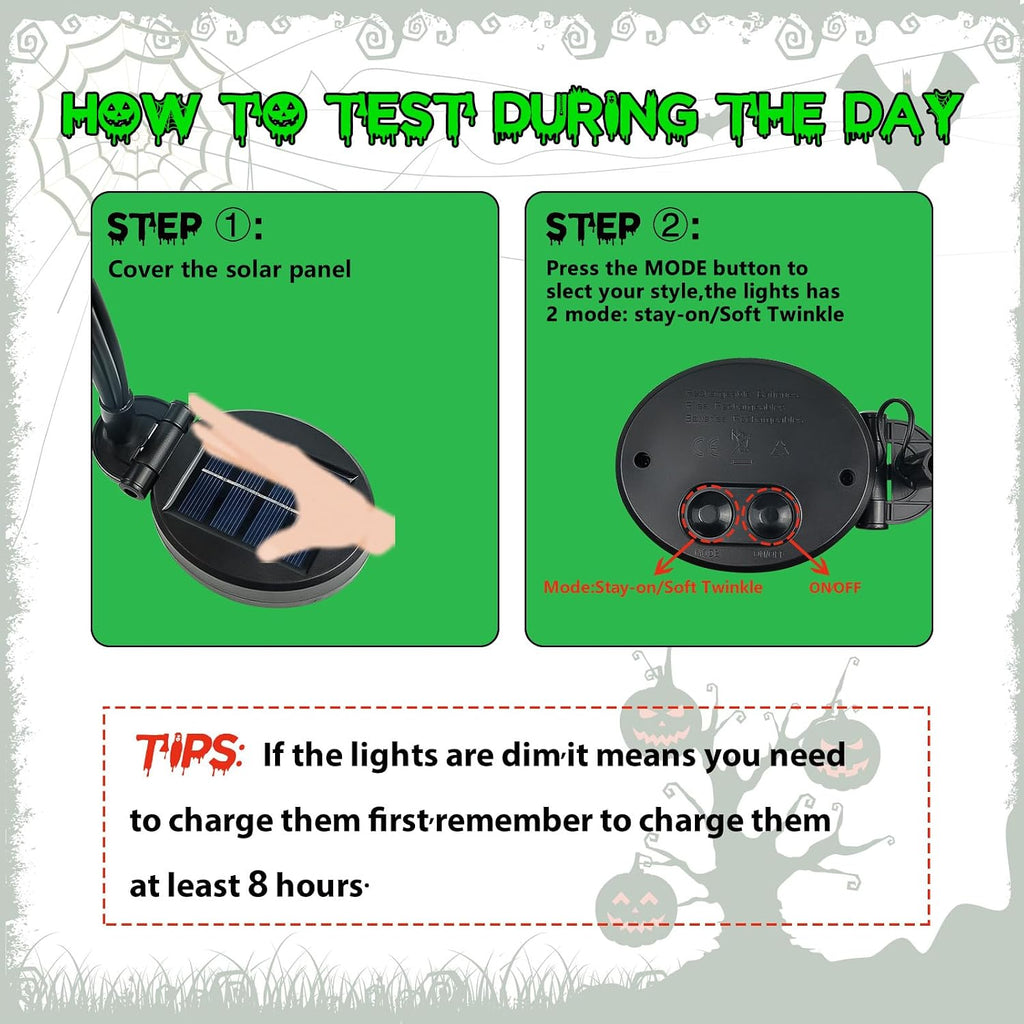 halloween decorations outdoor 36 led green solar eyeball, front angle view