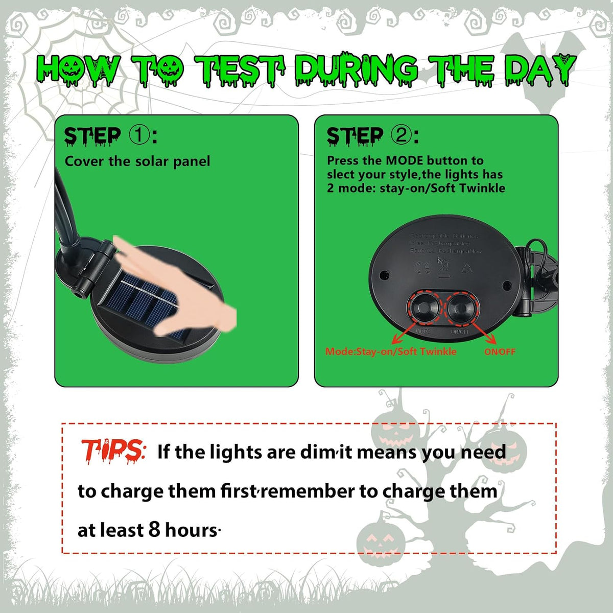 halloween decorations outdoor 36 led green solar eyeball, front angle view