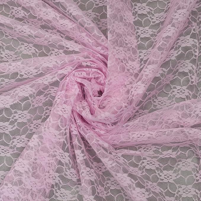MDS Pack of 10 Wedding 12 x 108 inches Lace Table Runner for Wedding, Decorations for Birthday Parties, Banquets, Graduations, Engagements, and Runners fit Rectangle, Round Table- Blush Pink
