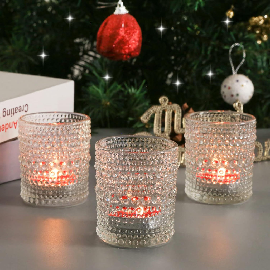 24 Pack Votive Candle Holders, Clear Glass Tealight Candle Holder for Party | Thickened Glass 2x2.5 Inch Candle Holders, Reusable Durable Elegant Vintage Votives for Wedding Centerpieces Table Decor