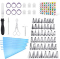 Kasmoire 70 Pcs Cake&Cupcake Decorating Supplies Tips kit-48 Numbered Piping Tips & 6 Reusable Pastry bag with Pattern Chart - Flower Nail, Icing Spatula,Cleaning Brush, 6 Couplers & Icing Bag Ties