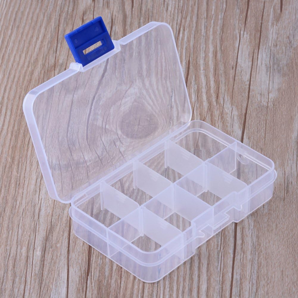 2Pcs Transparent Plastic Beads Storage Containers, Clear Rectangle Jewelry Organizer Box with 10 Compartments, Handmade Nail Art Gift Packing for Christmas Halloween Wedding Party, 4.25x2.76x0.91inch