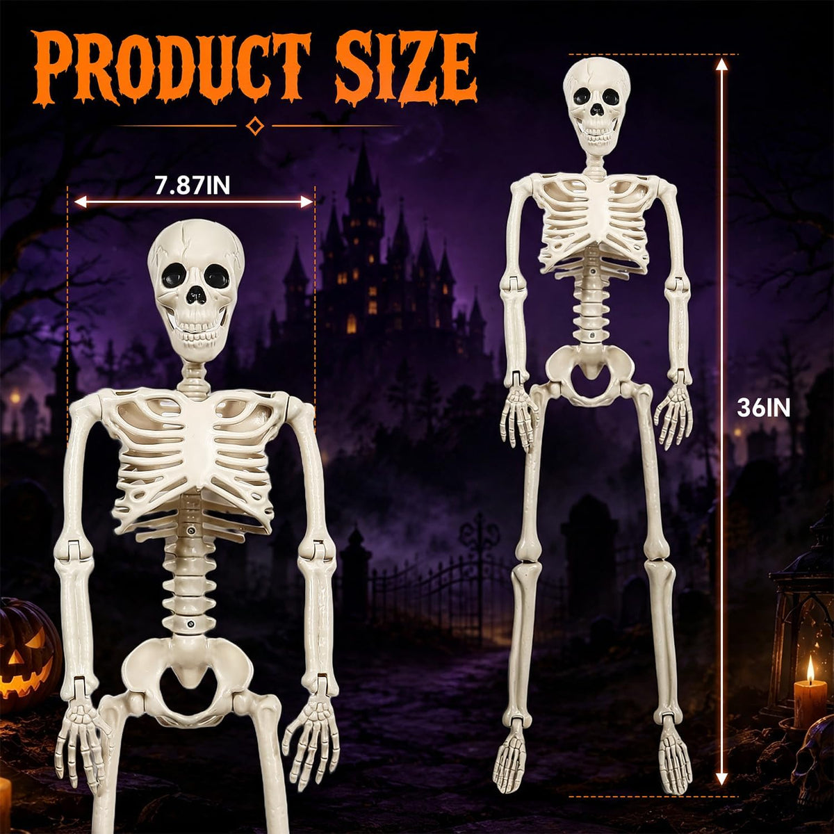 3FT Scary Halloween Decorations Outdoor, 2 PCS 36" Life Size Posable Hum...