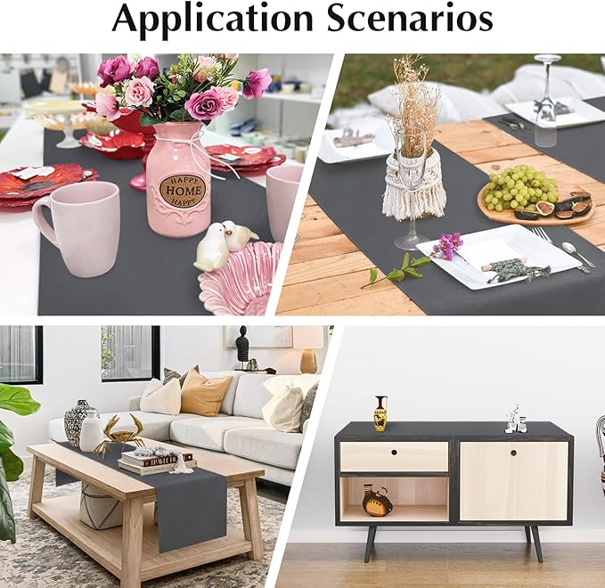2 Pack Grey Table Runner 12 x 90 Inch Solid Color Farmhouse Runners Coffee Table Dresser for Daily Party Home Decoration