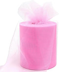 6" x 200 Yards Pink Tulle Fabric Rolls, Pink Spool Tulle Ribbon for DIY Tutu Skirt Wedding Decoration Baby Shower Birthday Party Backdrop Gift Wrapping Bow Craft Supplies