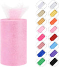 Glitter Tulle Rolls 6” by 50 Yards Sparkle Tulles Fabric Ribbon Sequin Tulle Netting Rolls for DIY Tutu Skirt Wedding Birthday Party Decoration (Light Pink-New)