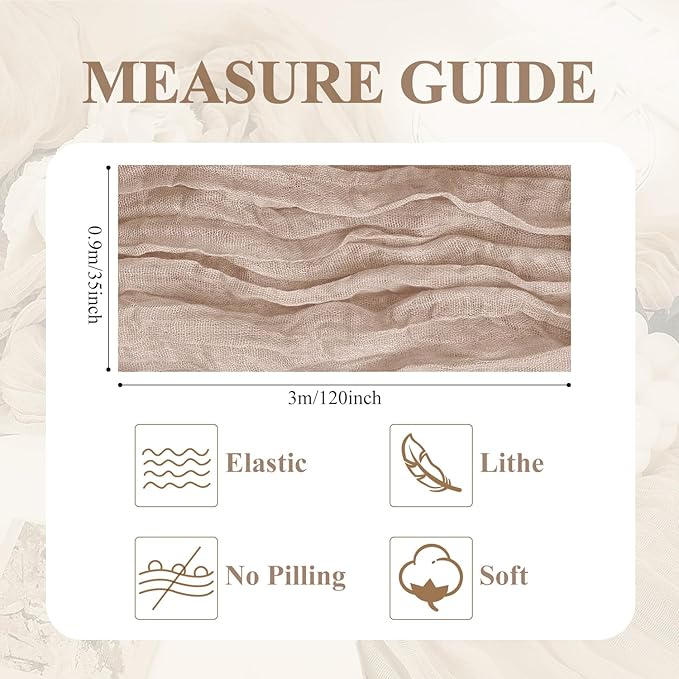 Asee'm 12pcs Cheesecloth Table Runner 120 Inches Long Nude Pink Boho Gauze Cheese Cloth Runner 10FT Rustic Sheer Table Runners for Christmas Wedding Party Baby Shower Spring Easter Decoration