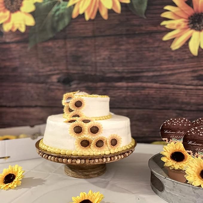 GEORLD Edible Cake Topper Wafer Sunflower Cupcake Decoration by Wafer Paper,36 Counts,Flat not 3D