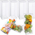 100 PCS Clear PET Plastic Storage Boxes Transparent Present Box Empty Containers Rectangle Cube Candy Chocolate Cookies Treat Case for Christmas,Wedding,Party,Baby Shower (100, 2.5x2.5x7 Inch)