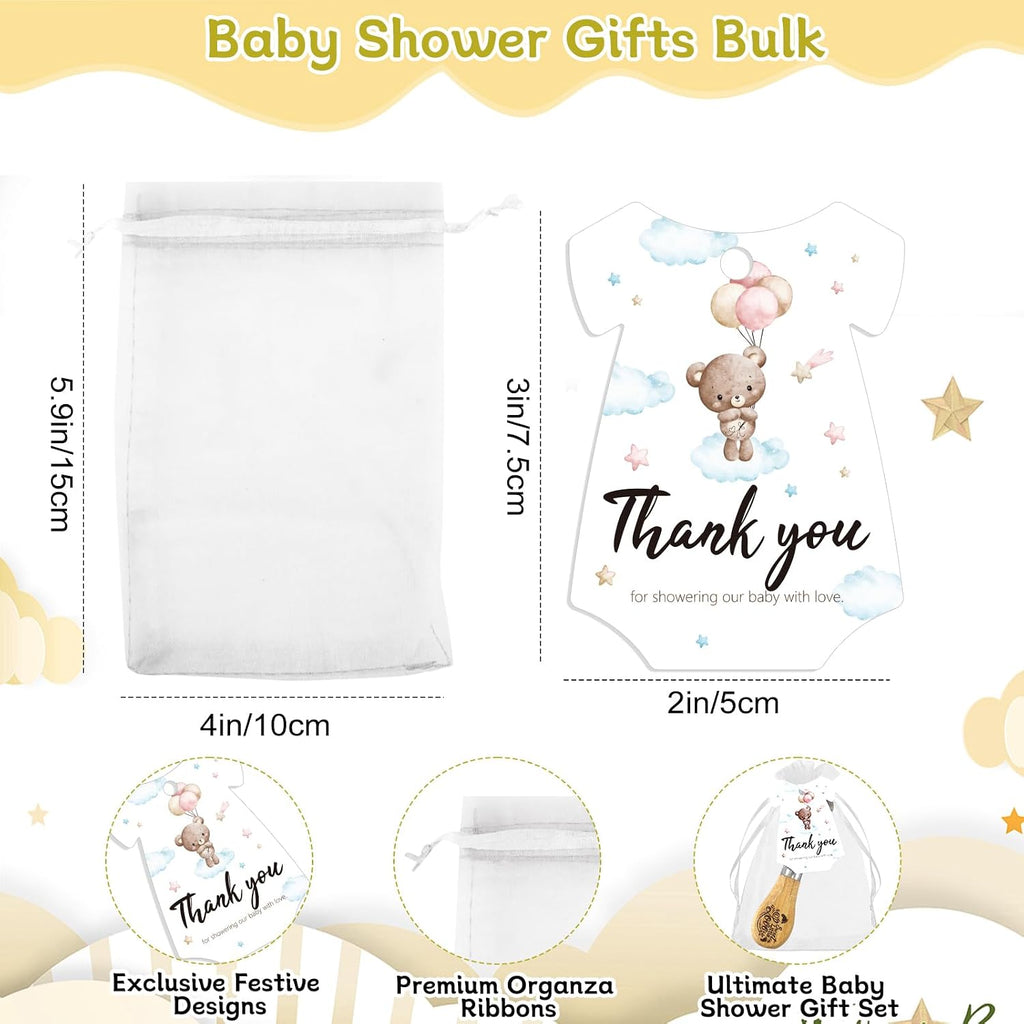 ERTIUANIO 20 Sets Baby Shower Favors Bulk, Baby Showerl Gifts for Guests Game Winner Prizes, Butter Knife with Wood Handle With Thank You Card and Gift Bags for Bridal Shower Wedding Favors