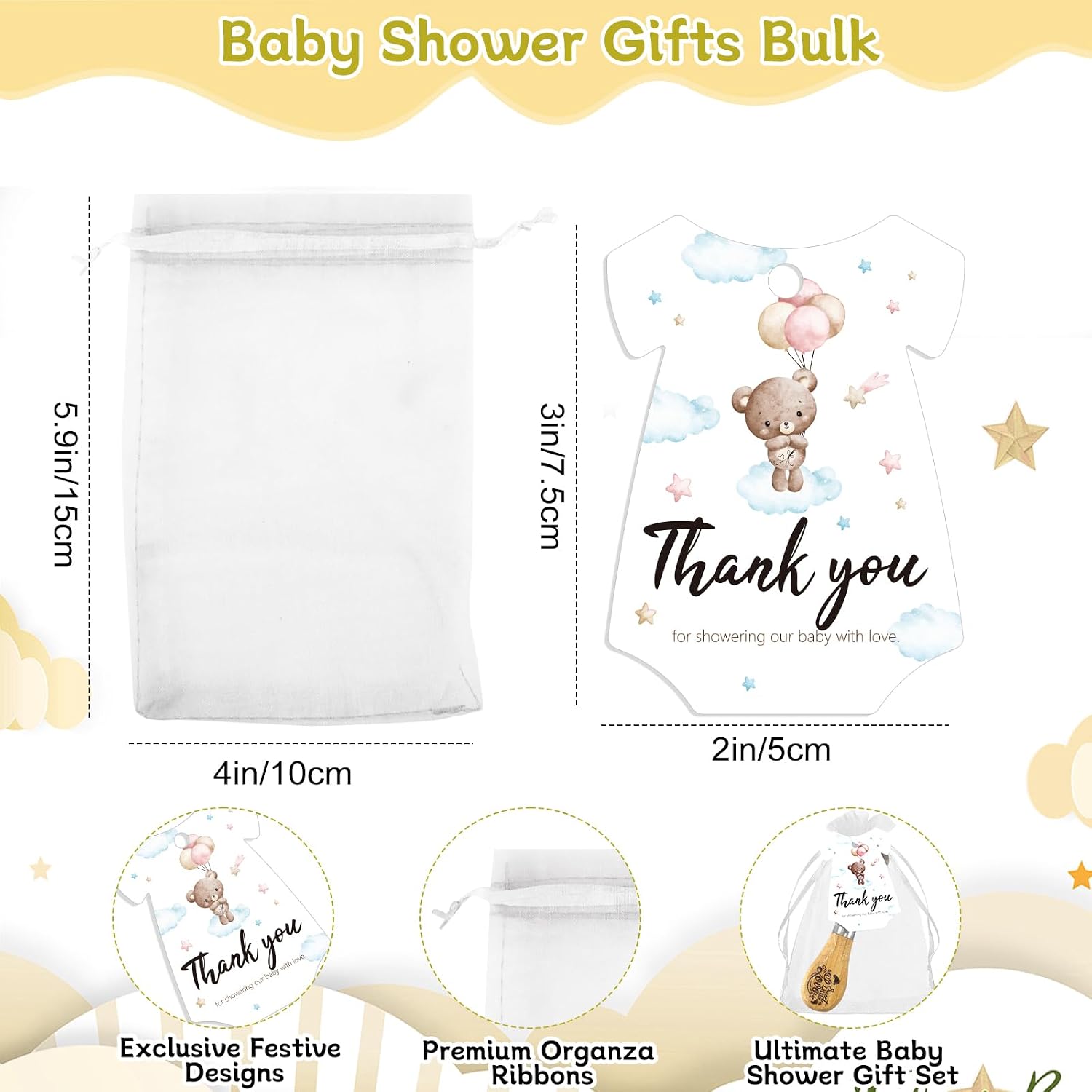 ERTIUANIO 20 Sets Baby Shower Favors Bulk, Baby Showerl Gifts for Guests Game Winner Prizes, Butter Knife with Wood Handle With Thank You Card and Gift Bags for Bridal Shower Wedding Favors