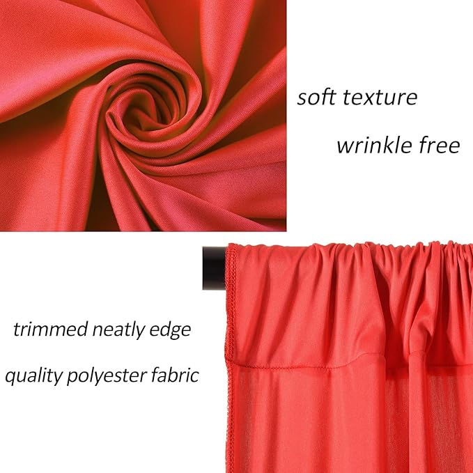AK TRADING CO. 10 feet x 8 feet IFR Polyester Backdrop Drapes Curtains Panels with Rod Pockets - Wedding Ceremony Party Home Window Decorations - RED