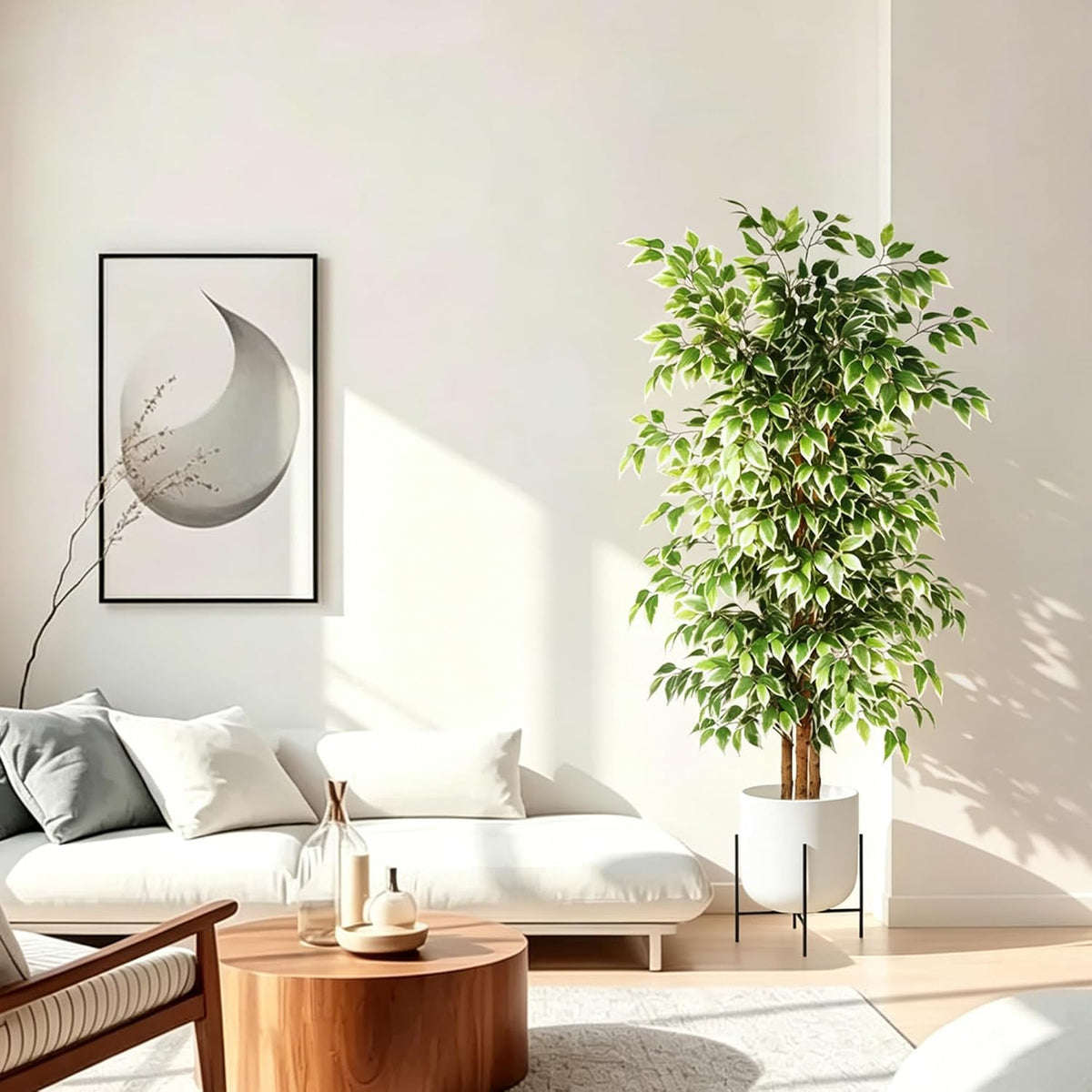 gtidea 6ft artificial ficus tree with real wood on a desk or shelf
