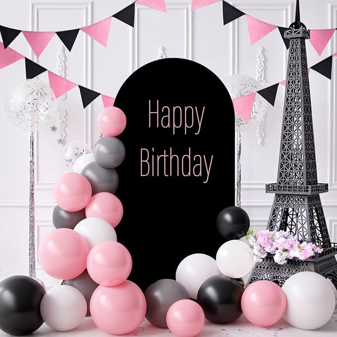 LEBENGURU Upgraded 7.2FT Wedding Arch Cover, Black Spandex Fitted Arch Backdrop Cover, Round Top Chiara Stand Covers for Birthday Party Baby Shower Banquet Balloon Décor