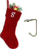 Initial Christmas Stockings,Monogram Letter Stocking Knit Family Stockings | 18 Inches Large Xmas Stockings, Holiday Stockings for Fireplace Christmas Party Decoration (Red S)