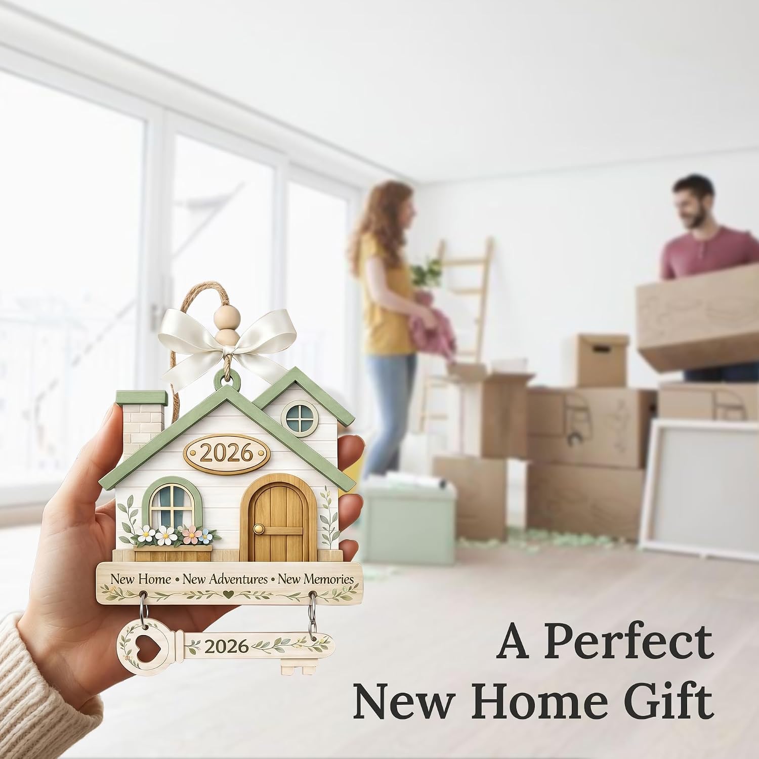 New Home Ornament 2026, New Home Gifts, Housewarming Presents, New House Gift, Welcome Home Gift, First Home Gifts, Home Sweet Home Decor, 4x4 inch (ONM Newhome Eco)