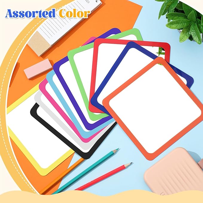 Dandat 10 Pcs Small Mirrors for Kids 6 x 6 Inch Square Shatter Proof Reflector Toddler Glass Plastic Reflector for Classroom DIY Craft Preschool Facial Expression (Rainbow Colors)
