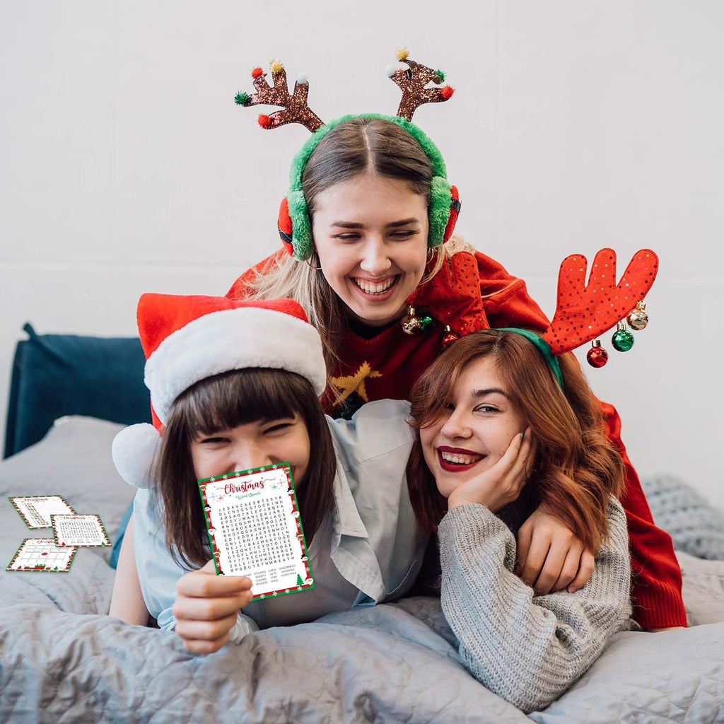 Biswiter Christmas Games for Family Party Supplies, Christmas Activities Word Search Scramble Bingo Trivia Pictionary Categories and Answer Keys for Family