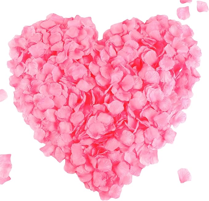 CODE FLORIST 1500 PCS Silk Rose Petals for Valentine's Day,Fake Rose Petals for Romantic Night,Wedding,Proposal Anniversary Flower Decorations(Separated,Scented,Light Pink&Hot Pink)
