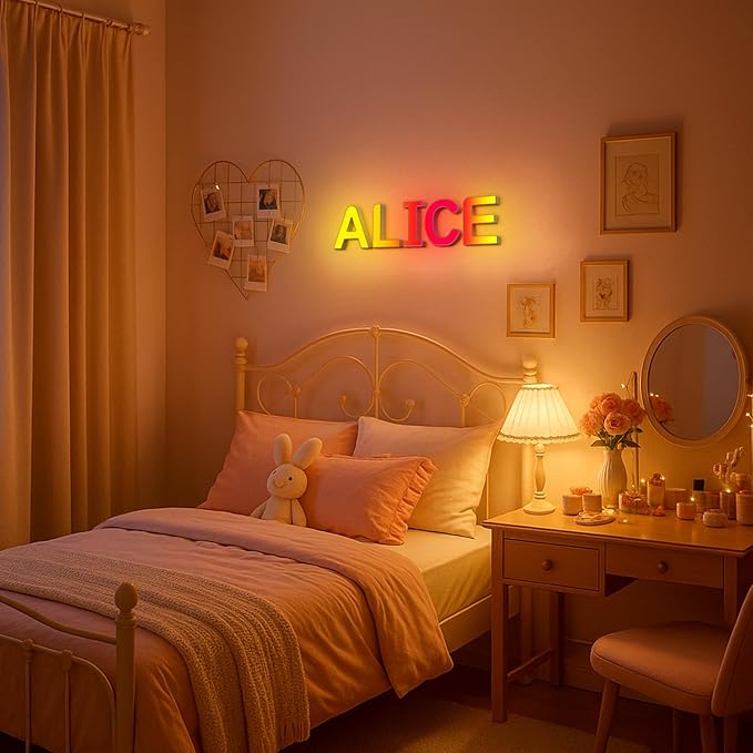 OJQ Light Up Letters Led Lights- Marquee Letters for Room Decor Wall Lights - Christmas Gifts Music Sync Color Change Colorful, Christmas Birthday Gifts for Girl, Teen Girls Gifts Home Wall Decor