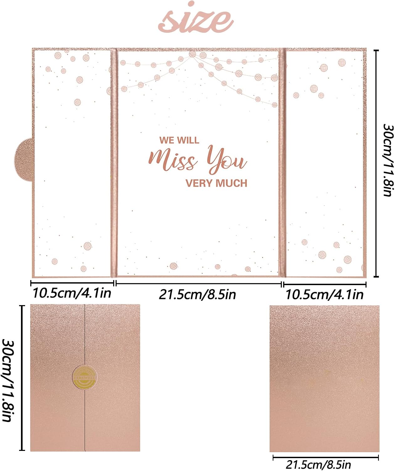 Holkcog Farewell Guest Book Alternative, Farewell Gifts for Coworkers Friends, Rose Gold We Will Miss You Signature Board, Happy Retirement Party Decorations, Going Away，Farewell Card for Women Men