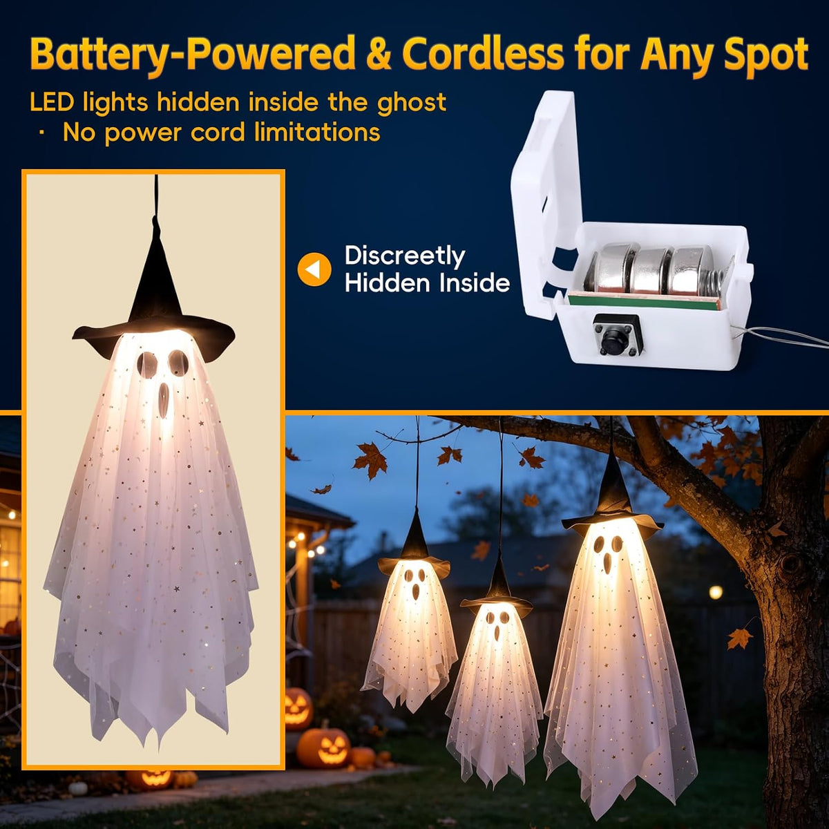halloween decorations swinging ghost outdoor decor showing dimensions