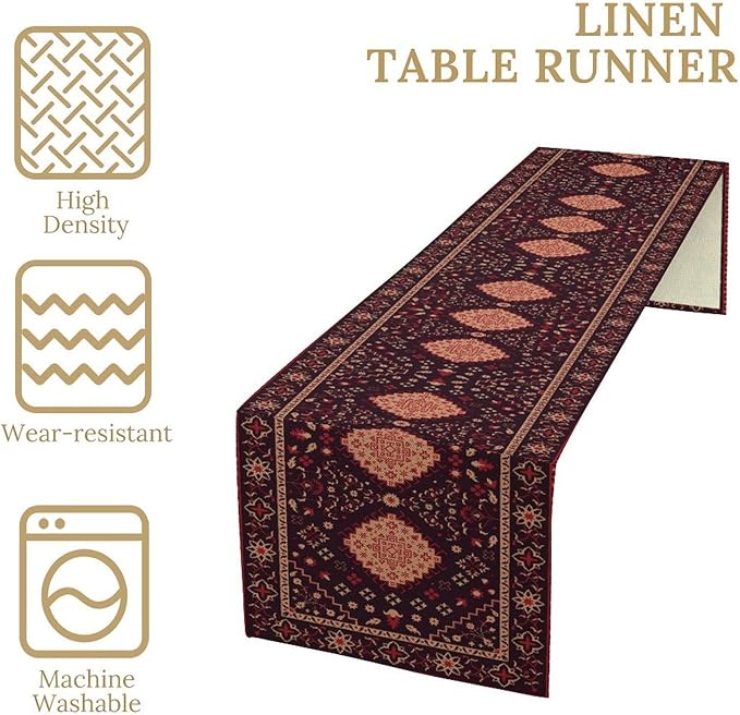 Vintage Boho Aztec Table Runner, Rustic Farmhouse Magical Kitchen Dining Home Party Table Decor 13x108in