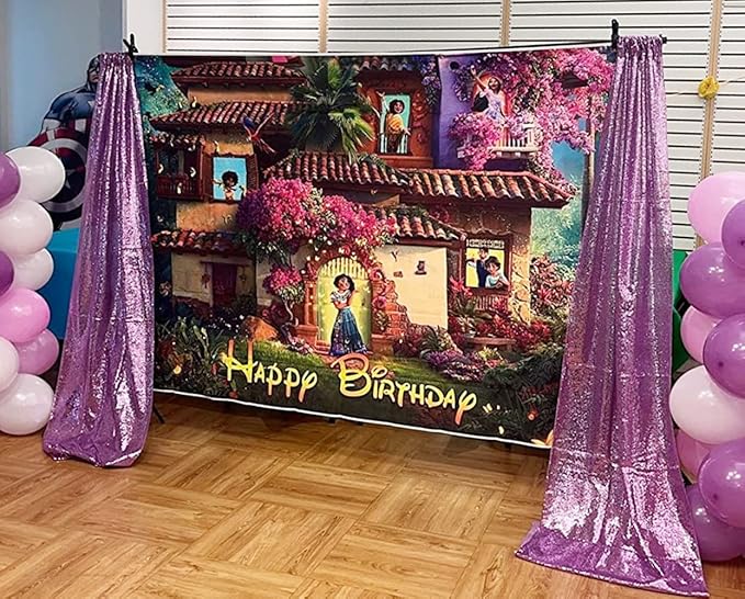 Poise3EHome 2Pcs 2Ft x 8Ft Sequin Backdrop Curtains, Glitter Photography Background, Sequence Xmas Thanksgiving Backdrop (Lavender, 2 pcs-2ftx8ft)