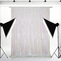Eternal Beauty White Iridescent Sequin Backdrop, 8x8 Ft Glitter Background Curtains for Shimmer Photography Party Wedding Birthday Back Drop Decor