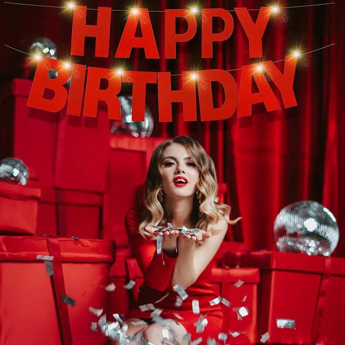 167Pcs DIY Glitter Customizable Banner Kit Happy Birthday Custom Letter Banners Happy Valentine's Day Banners Love Heart Personalized Banner Decor Birthday Party Decorations Supplies(Glitter Red)