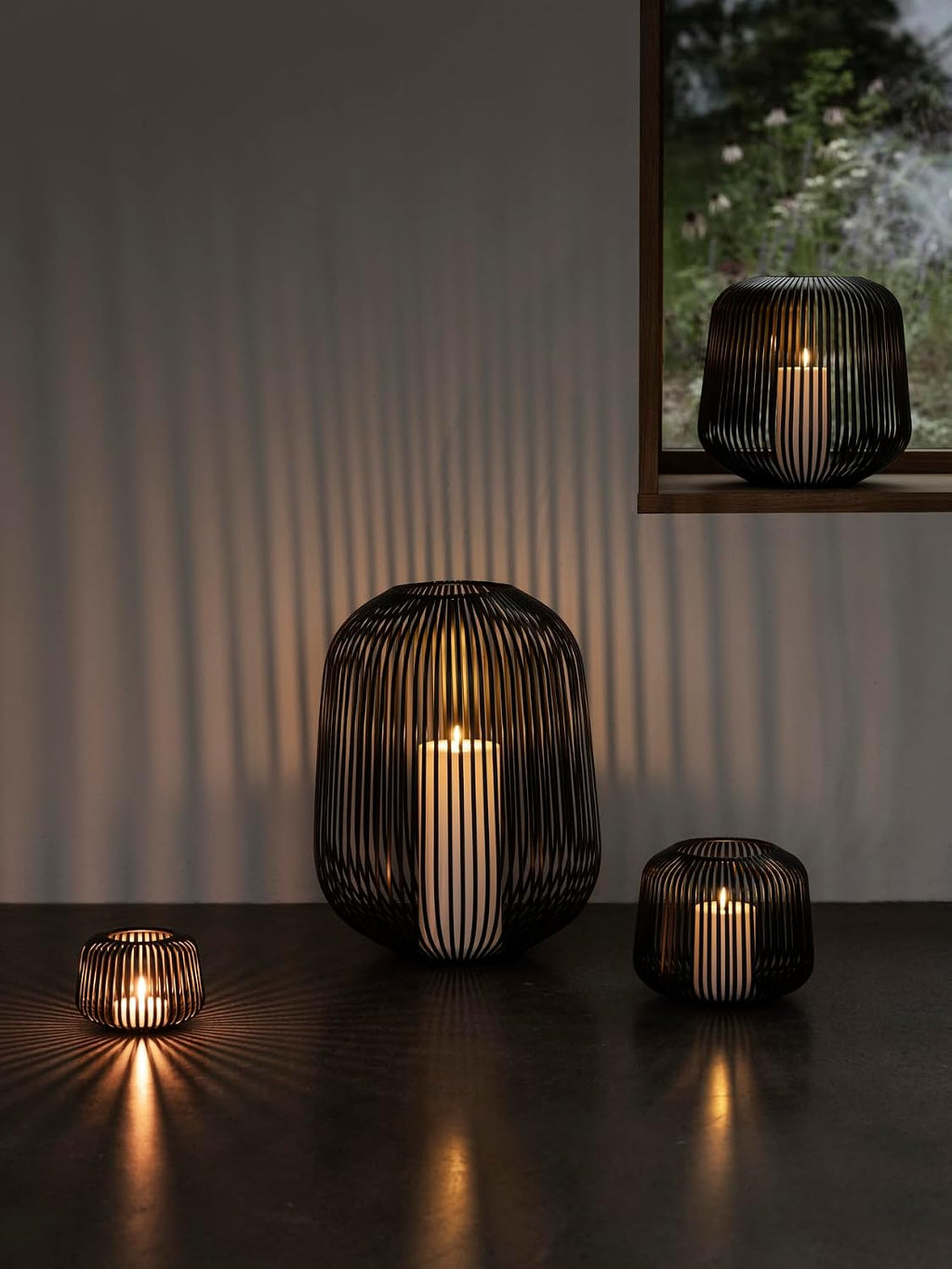 blomus Lito Lantern Black Size S 20 L x 20 W x 17 H cm Candle Holder Black Stainless Steel Lantern Decoration Indoor Lantern