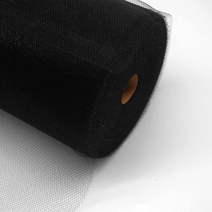IONTACH Black Tulle Fabric Rolls 54 Inch by 40 Yards Fabric Tulle Bolt for Wedding Halloween Decorations DIY Black Tutu Baby Shower Table Skirt Ceiling Decor Birthday Party Craft Supplies
