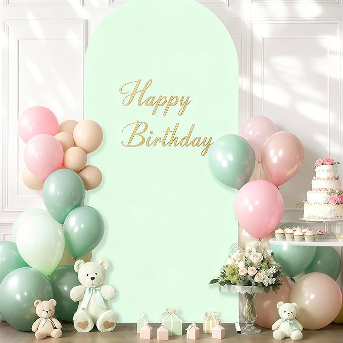 7.2FT Sage Green Arch Cover - Polyester Fitted Wedding Arch Stand Covers Round Top Chiara Arch Backdrop Cover for Birthday Party Banquet Photo Background Decoration