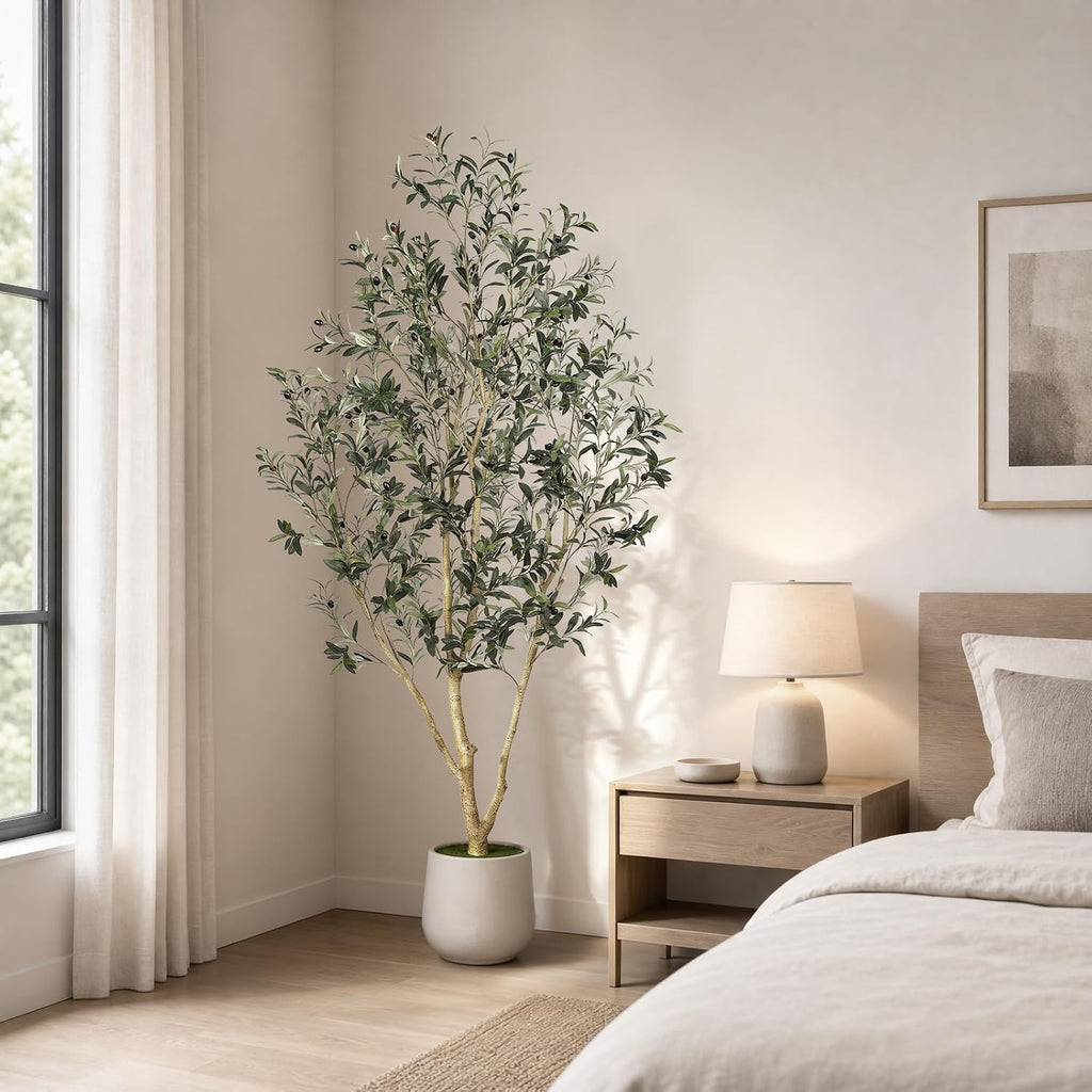 7ft artificial olive tree indoor with elegant white, package contents