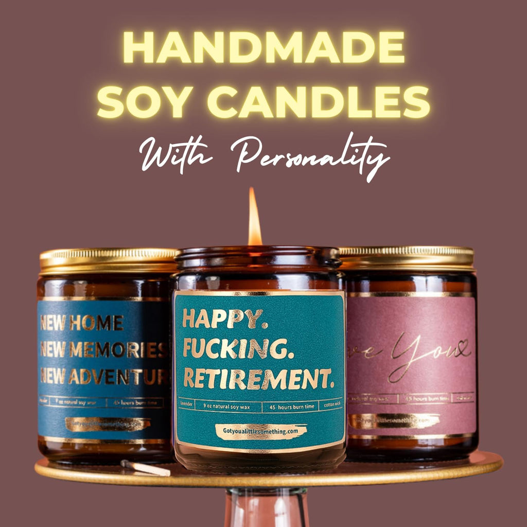 Retirement Gifts for Women Men - Happy Retirement Lavender Vanilla Soy Wax Scented Candle - Funny 2026 Newly Retired Gift for Woman | Farewell Party Gag Gift Idea for Coworkers, Boss, Retiring Friends