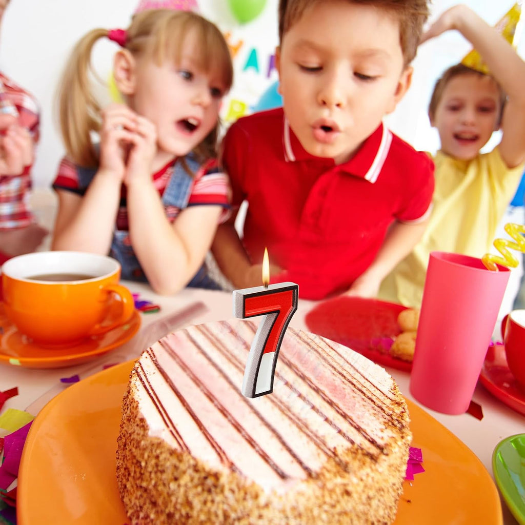 Conelist Cartoon Red and White Birthday Cake Candle Numeral Birthday Cake Topper for Animated Decoration Cartoon Party Supplies(Number 7)