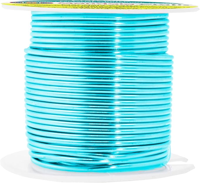 Mandala Crafts 14 Gauge Anodized Aluminum Craft Wire for Jewelry Making - 60 FT Colored Flexible Turquoise Wire - Bendable for Bonsai Armature Crafting Sculpting