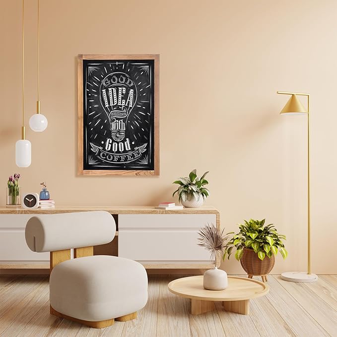 Magnetic Chalkboard for Wall Rustic Wood Framed Decorative Blackboard Sign for Kids Hanging Chalkboard for Home, Office, Restaurant 12" x 16"