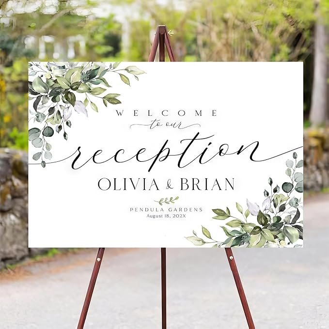 Personalized Wedding Welcome Sign, Welcome To Our Wedding Sign, Reception Welcome Sign, Wedding Reception Sign, Wedding Welcome Sign, Wedding Reception Decor, Greenery Wedding Sign, #1