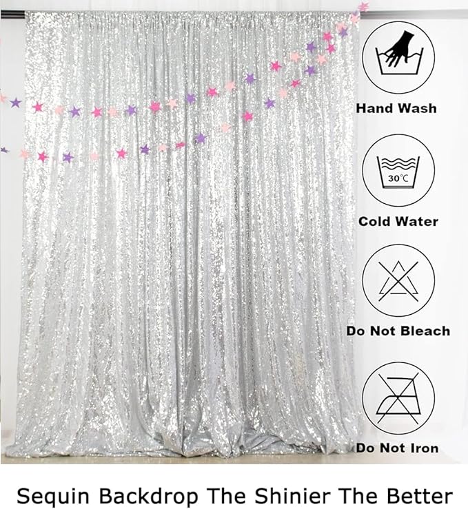 ShiDianYi 4FTX6FT-Silver-SEQUIN Photo Backdrop, Wedding Photo Booth,Photography Background (Silver)