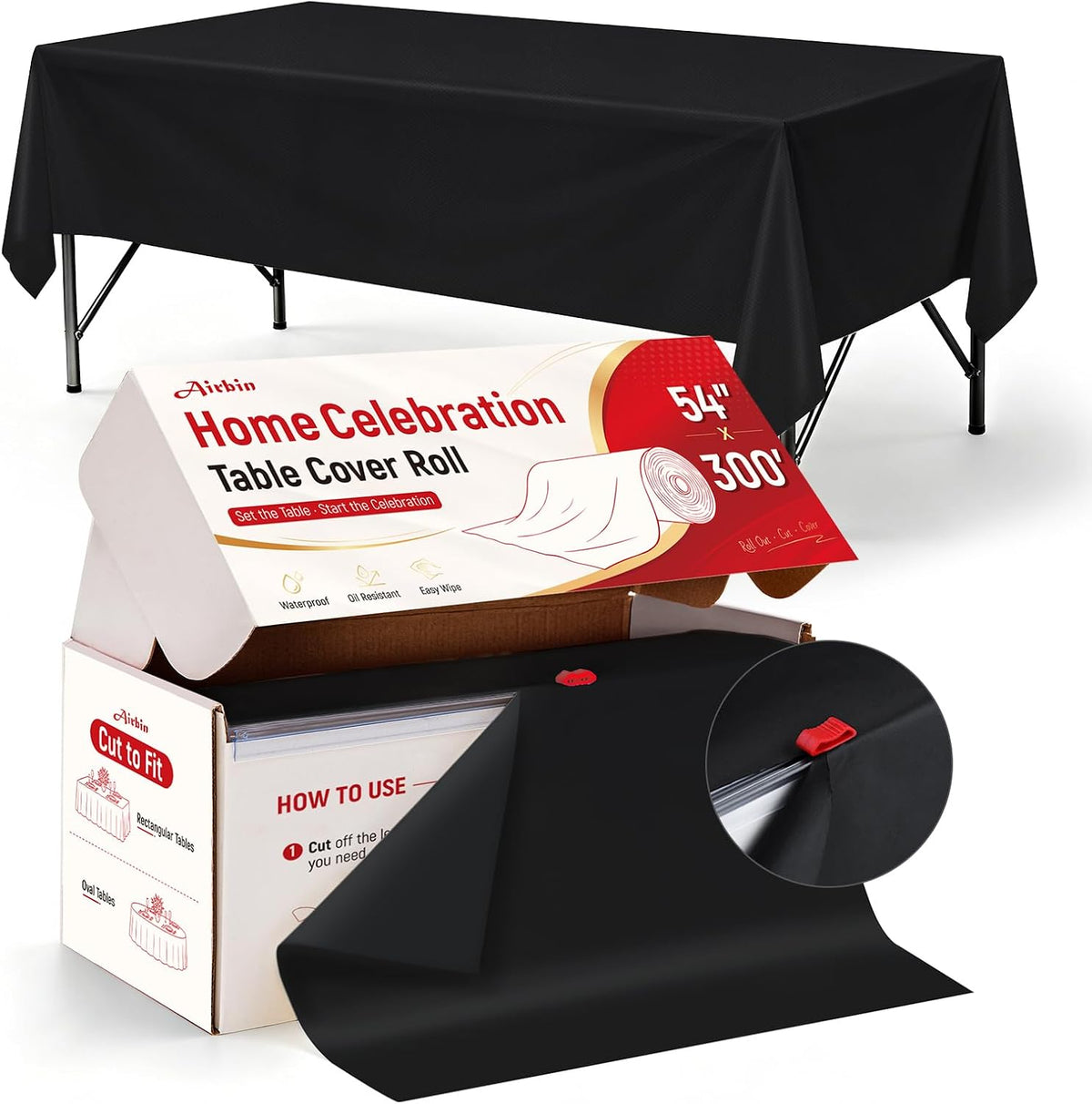 Plastic Table Cover, 300 Ft X 54 In Disposable Table Cloth Rectangle Table