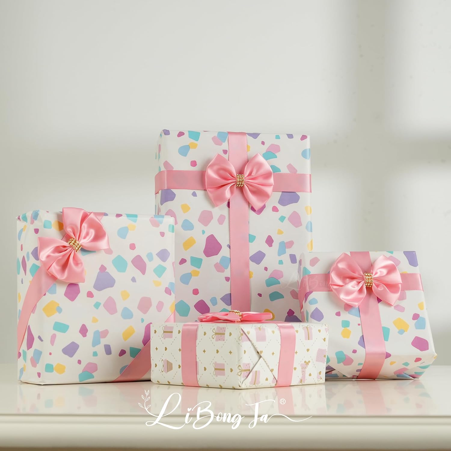 Pink Satin Bows 12 PCS Premade Self Adhesive 3.5" Gift Bows with Rhinestone for Wedding Party Event Decor Gift Wrapping Craft Baby Shower Wedding Treat Bags Presents Making Greeting