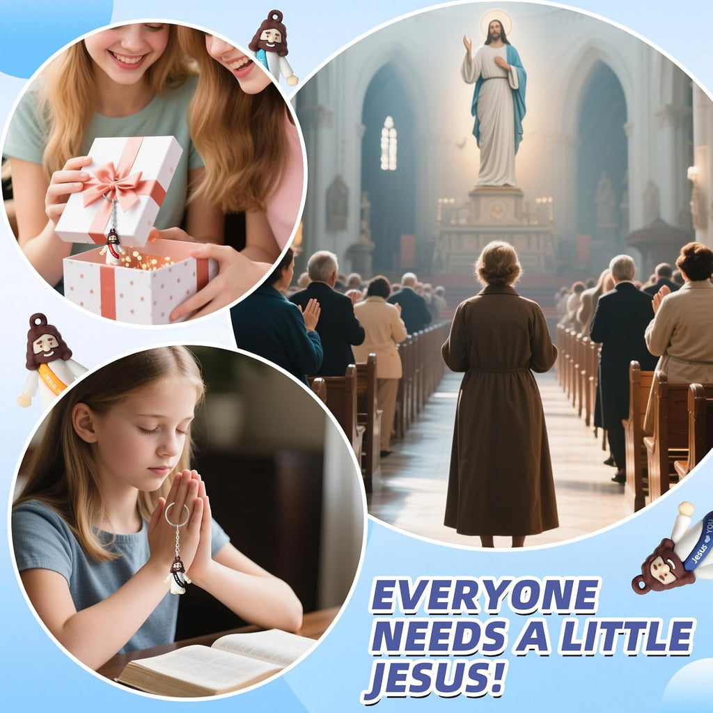 25 Or 50 Or 100 Christian Little Jesus Figures Printed With Jesus Love You Hanging With Keyrings For Baptism