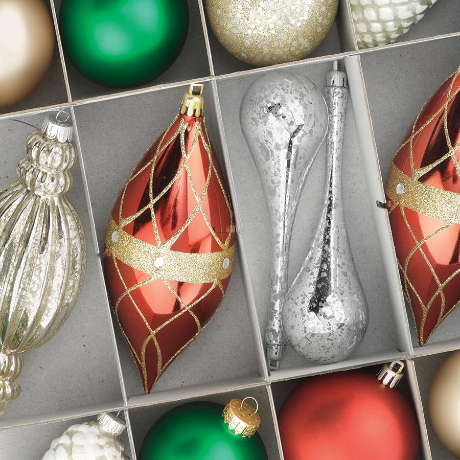 Whitmor Christmas & Holiday Ornament Storage Box - 64 Section Ornament Storage Box - Stripe